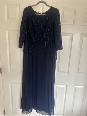 alex evenings sequined a-line midi dress and jacket Sequin Embroidered Jacket Dress with Full Chiffon Skirt